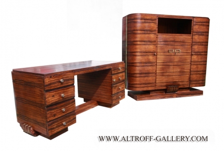 Paryski komplet ART DECO z 1930 roku biurko, biblioteka, fotel