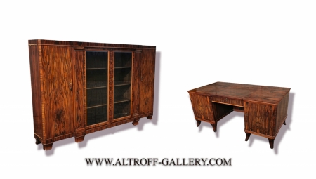 Komplet gabinetowy Art Deco z 1930 roku, heban makassar. 