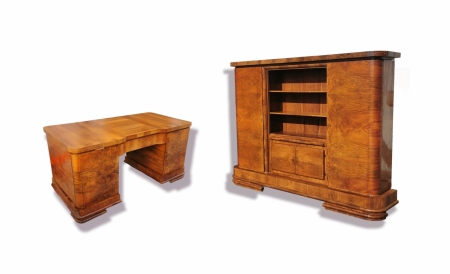 Komplet gabinetowy Art Deco. Ok. 1930 rok. 